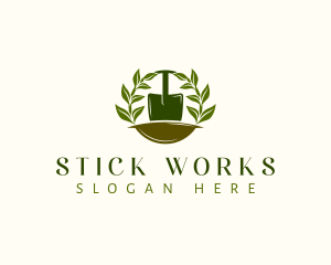 Shovel Plant Leaves  logo design