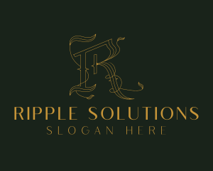 Luxury  Leaf Letter R logo design