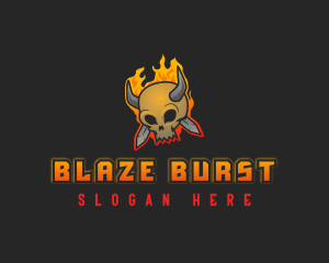 Flaming Skull Dagger logo design