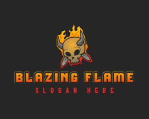 Flaming Skull Dagger logo design