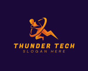 Runner Fitness Thunder logo design