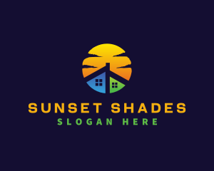 Sunset Real Estate House logo design