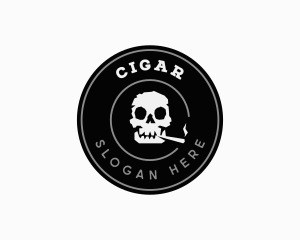 Cigarette Smoking Skull logo design