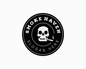 Cigarette Smoking Skull logo design