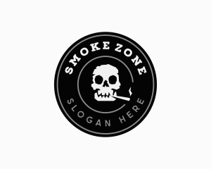 Cigarette Smoking Skull logo design