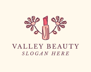 Flower Beauty Lipstick logo design