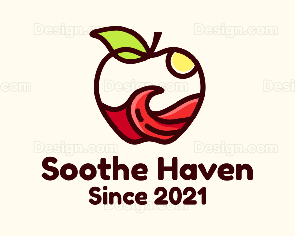 Wave Apple Fruit Logo