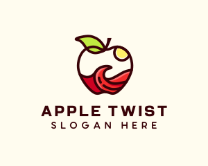 Wave Apple Fruit logo design