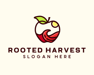 Wave Apple Fruit logo design