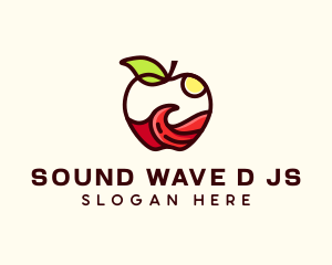 Wave Apple Fruit logo design