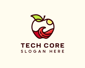 Wave Apple Fruit logo design