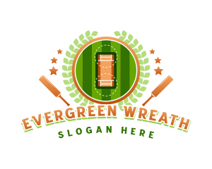 Cricket Stadium Wreath logo design