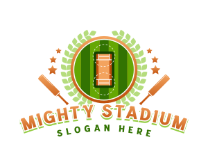 Cricket Stadium Wreath logo design