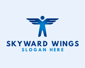 Human Fly Wings logo design