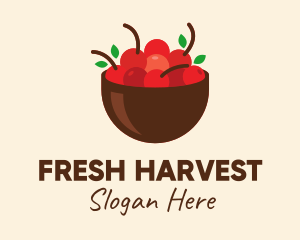 Fruit Red Cherry Bowl logo design