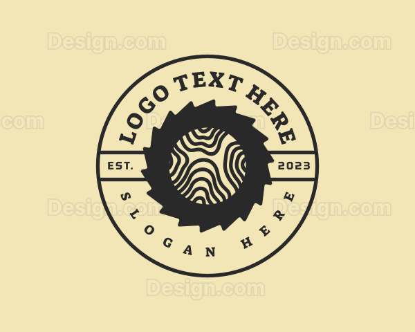 Wooden Log Carpentry Saw Logo