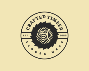 Wooden Log Carpentry Saw logo design