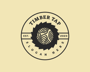 Wooden Log Carpentry Saw logo design