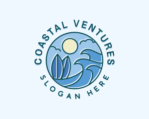 Surfing Ocean Waves logo design