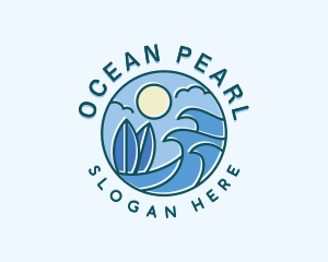 Surfing Ocean Waves logo design