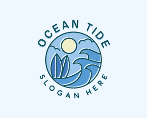 Surfing Ocean Waves logo design