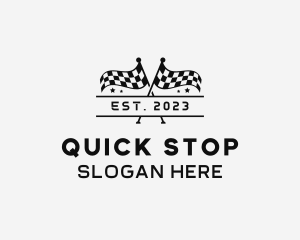 Pit Stop Racing Flag logo design