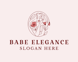 Elegant Floral Woman Face logo design