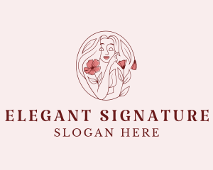 Elegant Floral Woman Face logo design