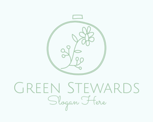 Green Flower Embroidery  logo design