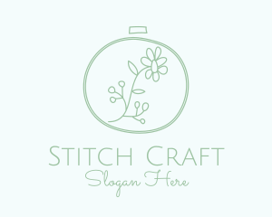 Green Flower Embroidery  logo design