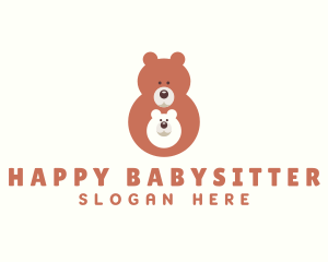 Cute Bear & Cub logo design