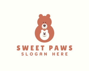 Cute Bear & Cub logo design