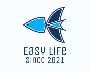 Blue Geometric Fish  logo design