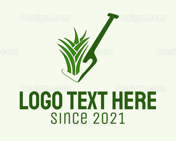 Lawn Grass Shovel Logo