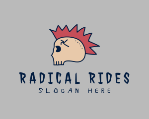 Punk Mohawk Skull logo design