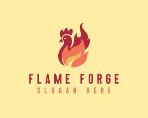 Chicken BBQ Flame Grill logo design