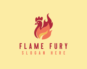 Chicken BBQ Flame Grill logo design