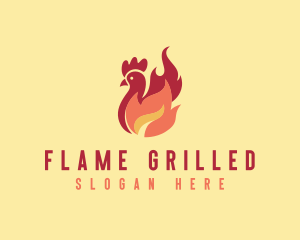 Chicken BBQ Flame Grill logo design