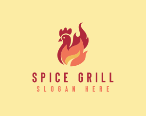 Chicken BBQ Flame Grill logo design