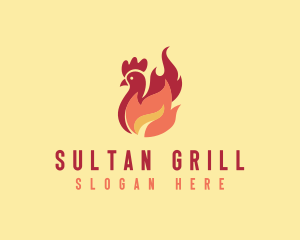 Chicken BBQ Flame Grill logo design