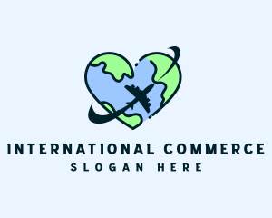 Heart Globe Airplane logo design