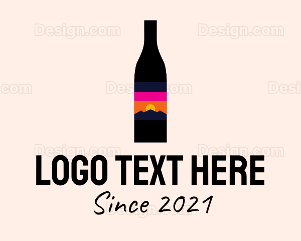 Sunset Wine Bottle Logo