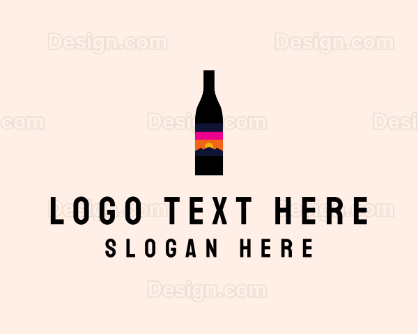 Sunset Wine Bottle Logo