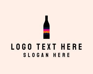 Sunset Wine Bottle  logo design