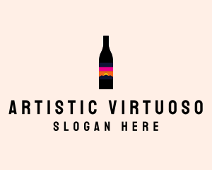 Sunset Wine Bottle  logo design