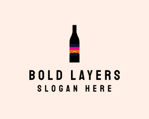 Sunset Wine Bottle  logo design