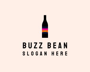 Sunset Wine Bottle  logo design