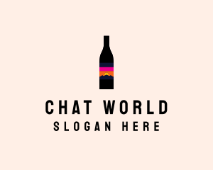 Sunset Wine Bottle  logo design