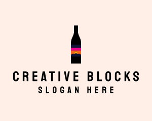 Sunset Wine Bottle  logo design