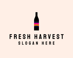 Sunset Wine Bottle  logo design